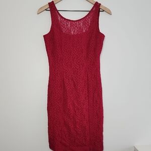 White House Black Market Elegant Red Lace Dress Size 2